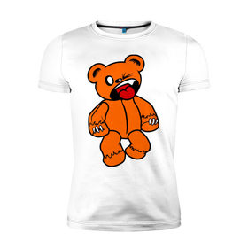 Мужская футболка премиум с принтом angry bear в Белгороде, 92% хлопок, 8% лайкра | приталенный силуэт, круглый вырез ворота, длина до линии бедра, короткий рукав | Тематика изображения на принте: животные angry bear | медведь | миша | сердитый мишка