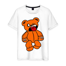 Мужская футболка хлопок с принтом angry bear в Белгороде, 100% хлопок | прямой крой, круглый вырез горловины, длина до линии бедер, слегка спущенное плечо. | животные angry bear | медведь | миша | сердитый мишка