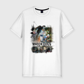 Мужская футболка премиум с принтом Watch Dogs в Белгороде, 92% хлопок, 8% лайкра | приталенный силуэт, круглый вырез ворота, длина до линии бедра, короткий рукав | watch dogs | игры