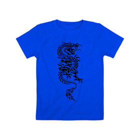 Детская футболка хлопок с принтом Японский дракон в Белгороде, 100% хлопок | круглый вырез горловины, полуприлегающий силуэт, длина до линии бедер | Тематика изображения на принте: media | дракон | прикольные картинки | трайблы и узоры 
автор: pavecher | японский дракон