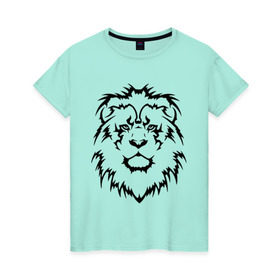 Женская футболка хлопок с принтом Лев - Взгляд в Белгороде, 100% хлопок | прямой крой, круглый вырез горловины, длина до линии бедер, слегка спущенное плечо | голова | голова льва | тату