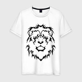 Мужская футболка хлопок с принтом Лев - Взгляд в Белгороде, 100% хлопок | прямой крой, круглый вырез горловины, длина до линии бедер, слегка спущенное плечо. | голова | голова льва | тату
