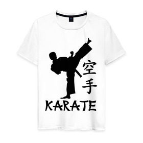 Мужская футболка хлопок с принтом Karate (Карате) в Белгороде, 100% хлопок | прямой крой, круглый вырез горловины, длина до линии бедер, слегка спущенное плечо. | karate | единоборства | карате | спорт