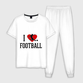 Мужская пижама хлопок с принтом Я люблю футбол в Белгороде, 100% хлопок | брюки и футболка прямого кроя, без карманов, на брюках мягкая резинка на поясе и по низу штанин
 | Тематика изображения на принте: football | футболерывкашники | футболист | я люблю футбол