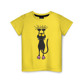 Детская футболка хлопок с принтом Висящий кот в Белгороде, 100% хлопок | круглый вырез горловины, полуприлегающий силуэт, длина до линии бедер | висящий кот | когти | котик | котяра | кошки | милый кот | повис | черный кот