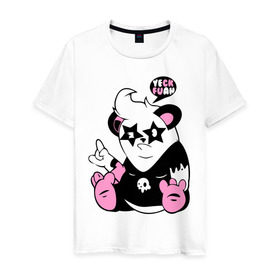 Мужская футболка хлопок с принтом Большая крутая панда в Белгороде, 100% хлопок | прямой крой, круглый вырез горловины, длина до линии бедер, слегка спущенное плечо. | панда