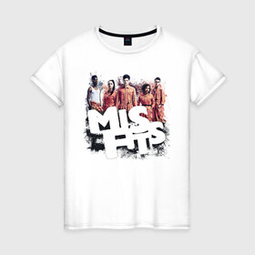 Женская футболка хлопок с принтом MisFits в Белгороде, 100% хлопок | прямой крой, круглый вырез горловины, длина до линии бедер, слегка спущенное плечо | 