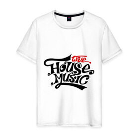 Мужская футболка хлопок с принтом House music в Белгороде, 100% хлопок | прямой крой, круглый вырез горловины, длина до линии бедер, слегка спущенное плечо. | house music | house music светящаяся | music | музыка