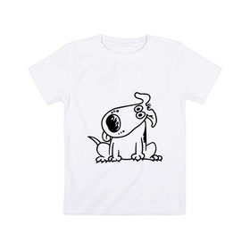 Детская футболка хлопок с принтом Смешная собака в Белгороде, 100% хлопок | круглый вырез горловины, полуприлегающий силуэт, длина до линии бедер | милый песик | пес