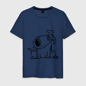Мужская футболка хлопок с принтом Смешная собака в Белгороде, 100% хлопок | прямой крой, круглый вырез горловины, длина до линии бедер, слегка спущенное плечо. | милый песик | пес