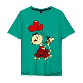 Мужская футболка хлопок Oversize с принтом Верхом на черепахе в Белгороде, 100% хлопок | свободный крой, круглый ворот, “спинка” длиннее передней части | верхом на черепахе | детские | шарики