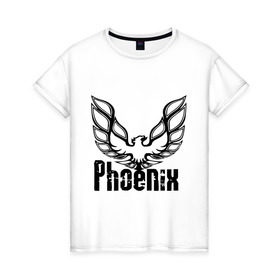 Женская футболка хлопок с принтом Феникс в Белгороде, 100% хлопок | прямой крой, круглый вырез горловины, длина до линии бедер, слегка спущенное плечо | девушка | птица | феникс огонь