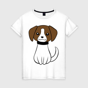 Женская футболка хлопок с принтом Милая собачка в Белгороде, 100% хлопок | прямой крой, круглый вырез горловины, длина до линии бедер, слегка спущенное плечо | Тематика изображения на принте: 