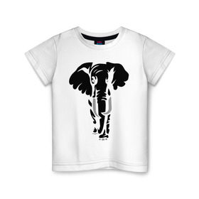 Детская футболка хлопок с принтом Слон в Белгороде, 100% хлопок | круглый вырез горловины, полуприлегающий силуэт, длина до линии бедер | Тематика изображения на принте: слон