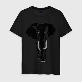 Мужская футболка хлопок с принтом Слон в Белгороде, 100% хлопок | прямой крой, круглый вырез горловины, длина до линии бедер, слегка спущенное плечо. | Тематика изображения на принте: слон