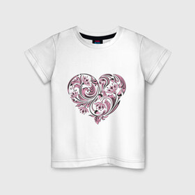 Детская футболка хлопок с принтом Расписное сердце в Белгороде, 100% хлопок | круглый вырез горловины, полуприлегающий силуэт, длина до линии бедер | 14 февраля | love is.. | влюбленным | красивые рисунки | расписное сердце | сердца | сердце
