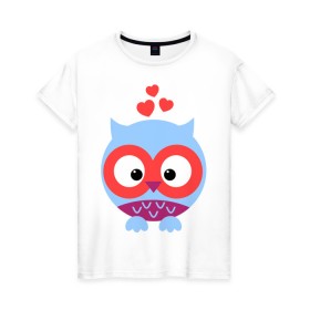 Женская футболка хлопок с принтом Сова аппликация в Белгороде, 100% хлопок | прямой крой, круглый вырез горловины, длина до линии бедер, слегка спущенное плечо | сова