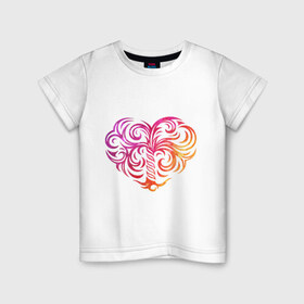 Детская футболка хлопок с принтом Пальма в виде сердца в Белгороде, 100% хлопок | круглый вырез горловины, полуприлегающий силуэт, длина до линии бедер | 14 февраля | love is... | пальма в виде сердца | сердца | туристические