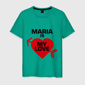 Мужская футболка хлопок с принтом Мария - моя любовь в Белгороде, 100% хлопок | прямой крой, круглый вырез горловины, длина до линии бедер, слегка спущенное плечо. | для двоих | имена любимых девушек | мария | мария   моя любовь | маша | моя любовь | парные