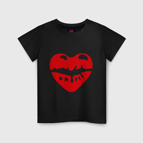 Детская футболка хлопок с принтом Поцелуй в виде сердца в Белгороде, 100% хлопок | круглый вырез горловины, полуприлегающий силуэт, длина до линии бедер | 14 февраля | love is.. | влюбленным | губы | поцелуй в виде сердца | сердца