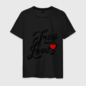 Мужская футболка хлопок с принтом True love Настоящая любовь в Белгороде, 100% хлопок | прямой крой, круглый вырез горловины, длина до линии бедер, слегка спущенное плечо. | 14 февраля | love is.. | true love | влюбленным | любовь | настоящая любовь | сердца