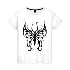 Женская футболка хлопок с принтом Бабочка узор в Белгороде, 100% хлопок | прямой крой, круглый вырез горловины, длина до линии бедер, слегка спущенное плечо | бабочка