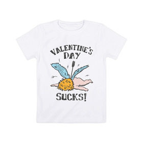 Детская футболка хлопок с принтом Valentine`s day sucks в Белгороде, 100% хлопок | круглый вырез горловины, полуприлегающий силуэт, длина до линии бедер | 14 февраля | день всех влюбленных | день святого валентина | ненавижу день святого валентина