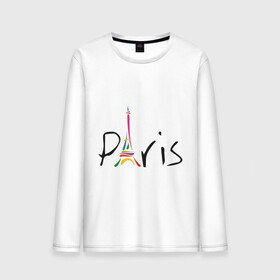 Мужской лонгслив хлопок с принтом Красочный Париж в Белгороде, 100% хлопок |  | башня | красочный париж | париж | туристические | франция | эльфивая башня