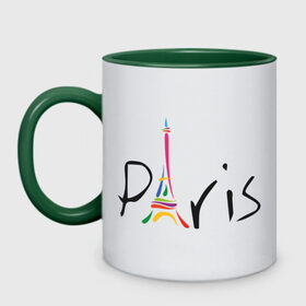 Кружка двухцветная с принтом Красочный Париж в Белгороде, керамика | объем — 330 мл, диаметр — 80 мм. Цветная ручка и кайма сверху, в некоторых цветах — вся внутренняя часть | башня | красочный париж | париж | туристические | франция | эльфивая башня