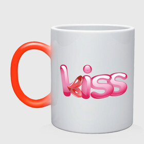 Кружка хамелеон с принтом Страстный поцелуй в Белгороде, керамика | меняет цвет при нагревании, емкость 330 мл | 14 | 14 февраля | kiss | губы | поцелуй | сердца