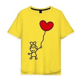 Мужская футболка хлопок Oversize с принтом сердце-шарики женская в Белгороде, 100% хлопок | свободный крой, круглый ворот, “спинка” длиннее передней части | 14 февраля | все | день святого валентина | для двоих | идеи подарков | парные | сердце шарики