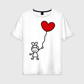 Женская футболка хлопок Oversize с принтом сердце-шарики женская в Белгороде, 100% хлопок | свободный крой, круглый ворот, спущенный рукав, длина до линии бедер
 | 14 февраля | все | день святого валентина | для двоих | идеи подарков | парные | сердце шарики