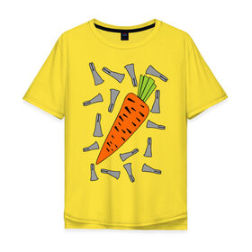 Мужская футболка хлопок Oversize с принтом морковка и кролик парная в Белгороде, 100% хлопок | свободный крой, круглый ворот, “спинка” длиннее передней части | 14 февраля | все | день святого валентина | для двоих | идеи подарков | морковка и кролик | парные