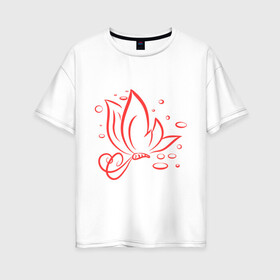 Женская футболка хлопок Oversize с принтом Легкая бабочка в Белгороде, 100% хлопок | свободный крой, круглый ворот, спущенный рукав, длина до линии бедер
 | девушкам 
 цветочки и бабочки | легкая бабочка | подарок