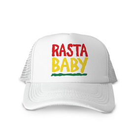 Кепка тракер с сеткой с принтом Rasta baby в Белгороде, трикотажное полотно; задняя часть — сетка | длинный козырек, универсальный размер, пластиковая застежка | rasta baby | музыка | ребенок