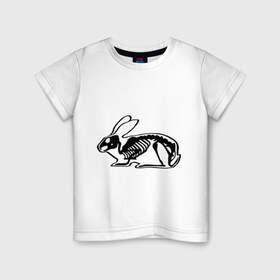 Детская футболка хлопок с принтом Рентген зайца в Белгороде, 100% хлопок | круглый вырез горловины, полуприлегающий силуэт, длина до линии бедер | скелет