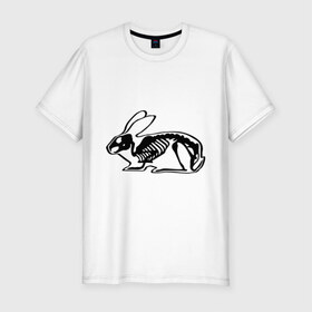 Мужская футболка премиум с принтом Рентген зайца в Белгороде, 92% хлопок, 8% лайкра | приталенный силуэт, круглый вырез ворота, длина до линии бедра, короткий рукав | скелет