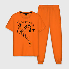 Мужская пижама хлопок с принтом Гепард в Белгороде, 100% хлопок | брюки и футболка прямого кроя, без карманов, на брюках мягкая резинка на поясе и по низу штанин
 | гепард | дикие | животные | киска | кошки