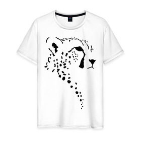 Мужская футболка хлопок с принтом Гепард в Белгороде, 100% хлопок | прямой крой, круглый вырез горловины, длина до линии бедер, слегка спущенное плечо. | Тематика изображения на принте: гепард | дикие | животные | киска | кошки