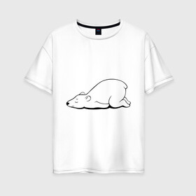 Женская футболка хлопок Oversize с принтом Белый медведь спит в Белгороде, 100% хлопок | свободный крой, круглый ворот, спущенный рукав, длина до линии бедер
 | белый медведь | белый медведь спит | животное | мишка | мишутка | умка