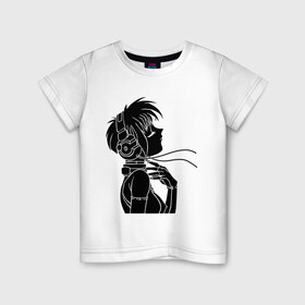 Детская футболка хлопок с принтом Девушка с наушниками в Белгороде, 100% хлопок | круглый вырез горловины, полуприлегающий силуэт, длина до линии бедер | аниме | девушка с наушниками | кино | музыка | мультфильмы и тв | наушники