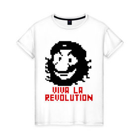 Женская футболка хлопок с принтом Viva la revolution в Белгороде, 100% хлопок | прямой крой, круглый вырез горловины, длина до линии бедер, слегка спущенное плечо | че гевара