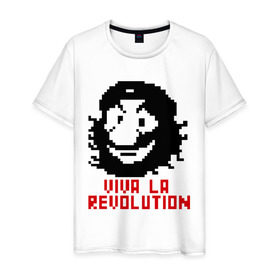Мужская футболка хлопок с принтом Viva la revolution в Белгороде, 100% хлопок | прямой крой, круглый вырез горловины, длина до линии бедер, слегка спущенное плечо. | че гевара