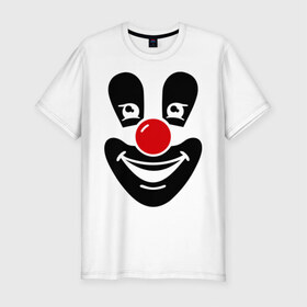 Мужская футболка премиум с принтом Веселый клоун в Белгороде, 92% хлопок, 8% лайкра | приталенный силуэт, круглый вырез ворота, длина до линии бедра, короткий рукав | веселый клоун | клоун | маска | позитив и смайлы | прикольные картинки | цирк