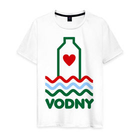 Мужская футболка хлопок с принтом Vodny в Белгороде, 100% хлопок | прямой крой, круглый вырез горловины, длина до линии бедер, слегка спущенное плечо. | vodny | водный | музыка | музыка для души | регги