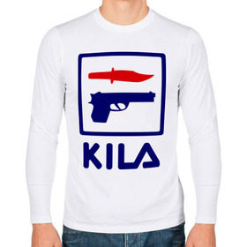 Мужской лонгслив хлопок с принтом Kila в Белгороде, 100% хлопок |  | 23 февраля | kila | выстрел | нож | пистолет | угроза