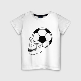 Детская футболка хлопок с принтом Футбольная голова в Белгороде, 100% хлопок | круглый вырез горловины, полуприлегающий силуэт, длина до линии бедер | football | кости | мяч | спорт | футбол | футболерывкашники | футбольная голова | череп