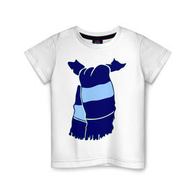 Детская футболка хлопок с принтом Зенит шарф в Белгороде, 100% хлопок | круглый вырез горловины, полуприлегающий силуэт, длина до линии бедер | football | болельщик | мяч | спорт | футбол | футболерывкашники | шарф | шарф болельщика