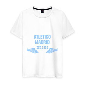 Мужская футболка хлопок с принтом Atletico Madrid (Атлетико Мадрид) в Белгороде, 100% хлопок | прямой крой, круглый вырез горловины, длина до линии бедер, слегка спущенное плечо. | atletico madrid | атлетико мадрид | спорт | футбол