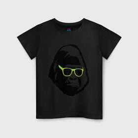 Детская футболка хлопок с принтом Горилла в очках в Белгороде, 100% хлопок | круглый вырез горловины, полуприлегающий силуэт, длина до линии бедер | гаврила | горилла в очках | животные | обезьяна | прикольные картинки